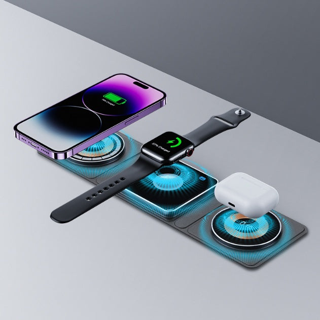 3 IN 1 Magnetic Folding Fast Charging Wireless Station For IPhone, Watch And Airpods