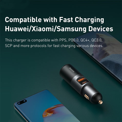 120W Car Charger Usb Interface Car Power Supply One For Three Fast Charging