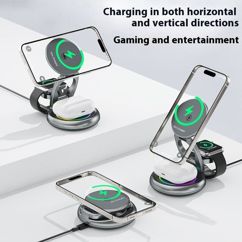 3 In 1 Metal Wireless Rotatable Charger.