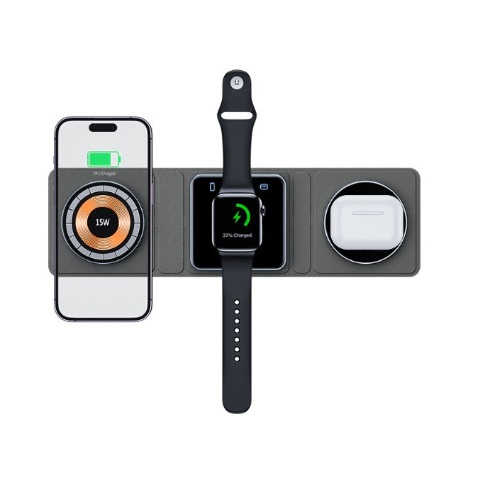 3 IN 1 Magnetic Folding Fast Charging Wireless Station For IPhone, Watch And Airpods