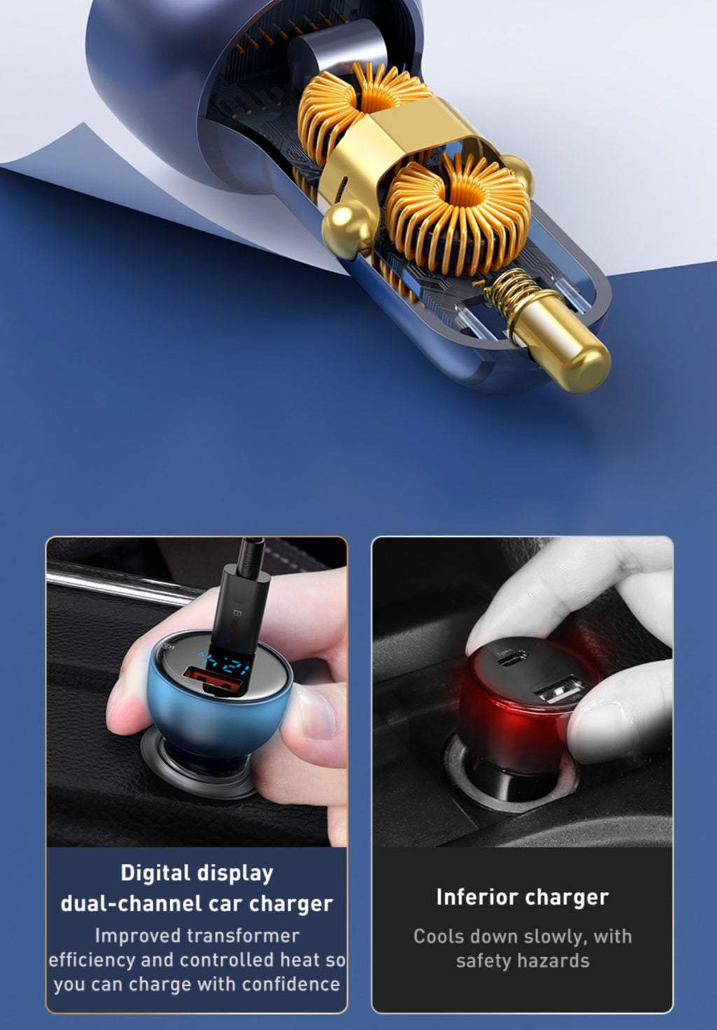 65W Fast charge car charger (USB+Type C)