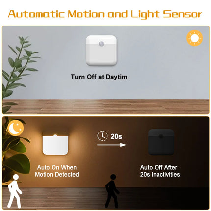 Motion Sensor LED Night Light with USB-C Charging