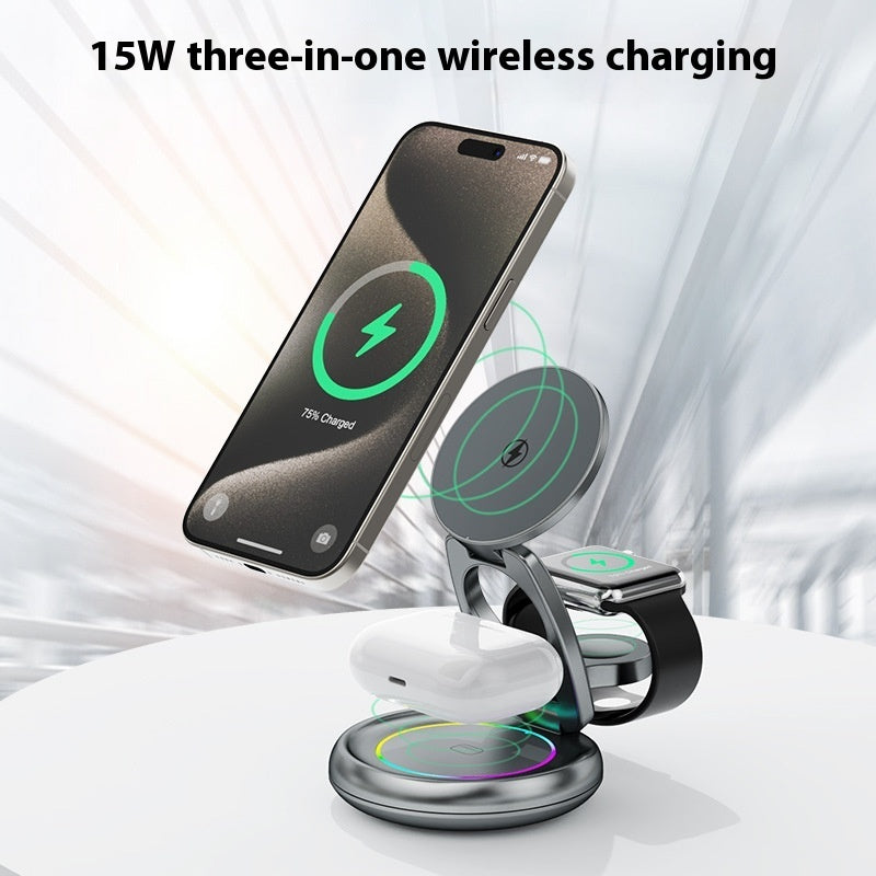3 In 1 Metal Wireless Rotatable Charger.