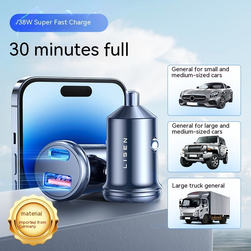 38W Car Charger – Ultra-Fast, Dual Port, Compact Design, Smart Protection