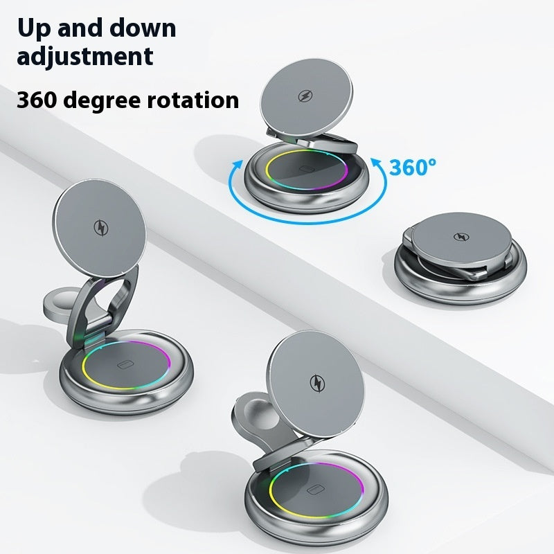 3 In 1 Metal Wireless Rotatable Charger.