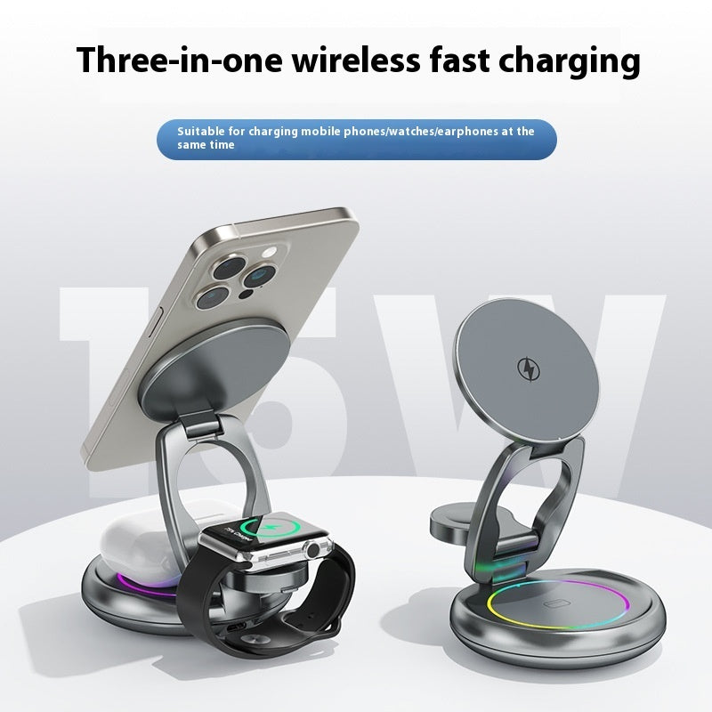3 In 1 Metal Wireless Rotatable Charger.