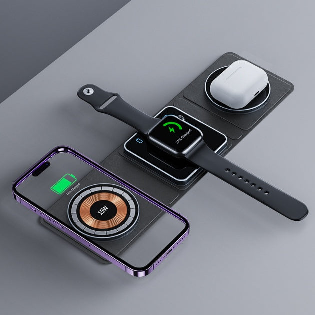 3 IN 1 Magnetic Folding Fast Charging Wireless Station For IPhone, Watch And Airpods