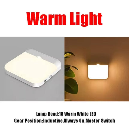 Motion Sensor LED Night Light with USB-C Charging